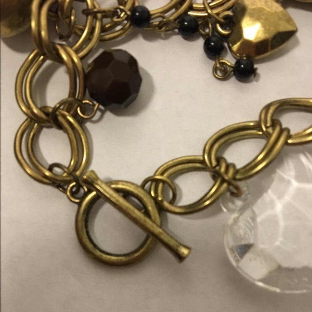 Brass link charm bracelet - Picture 2 of 3